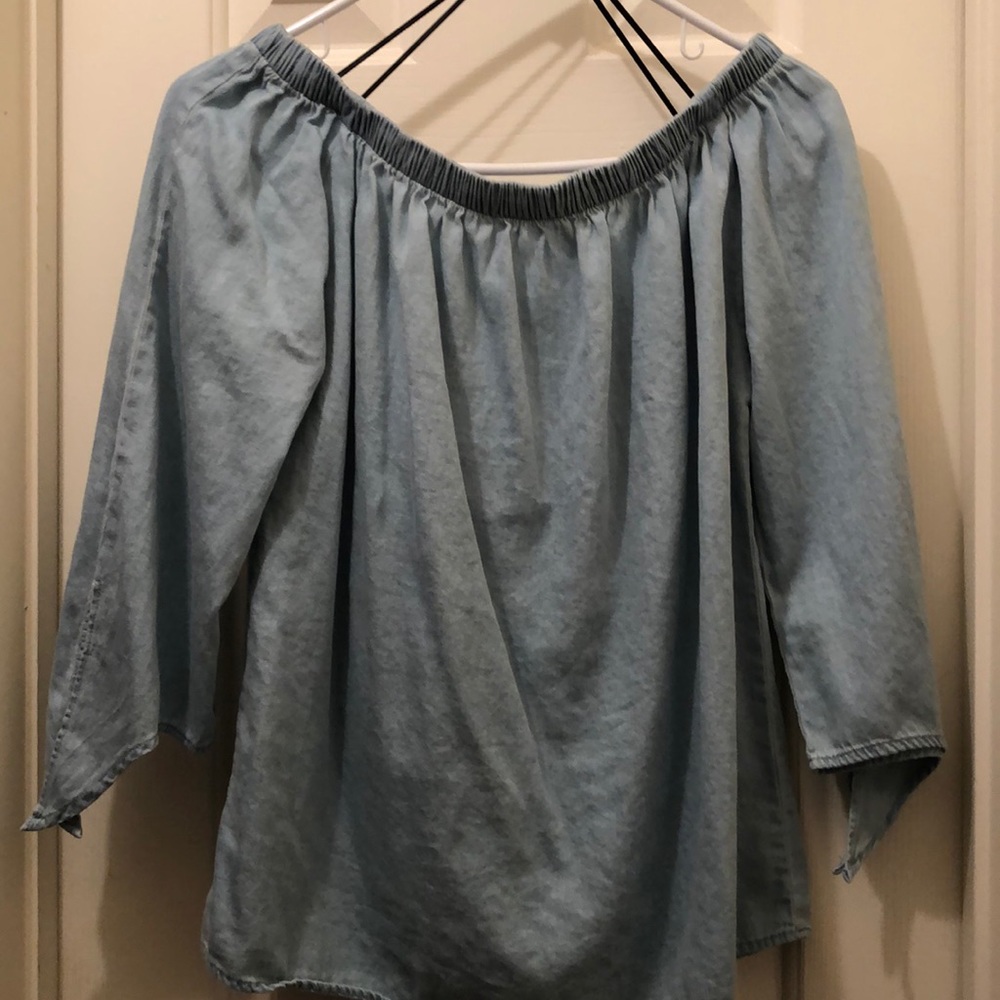 Denim off shoulder shirt